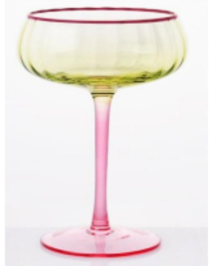 TAÇA COUPÉ FITTONIA - 160 ML- VERDE/PINK