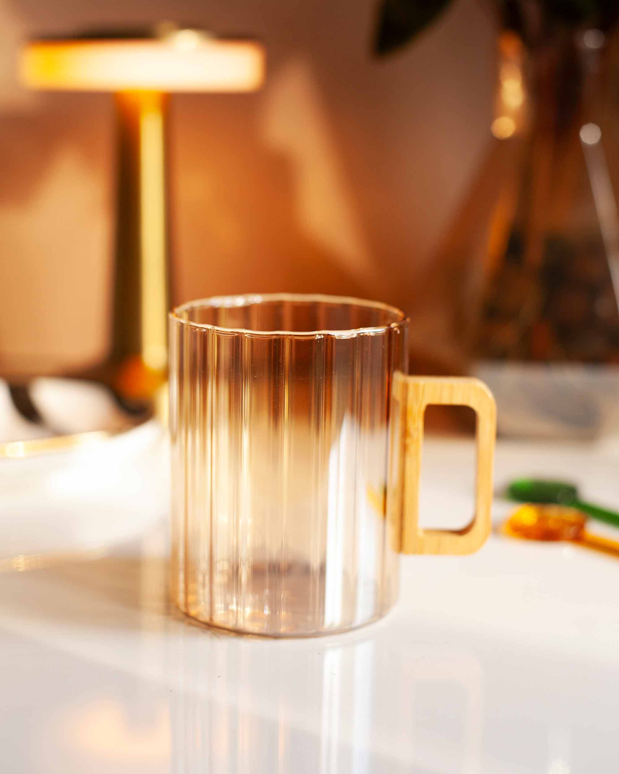 CANECA ÂMBAR CANELADA BAMB- 450ML