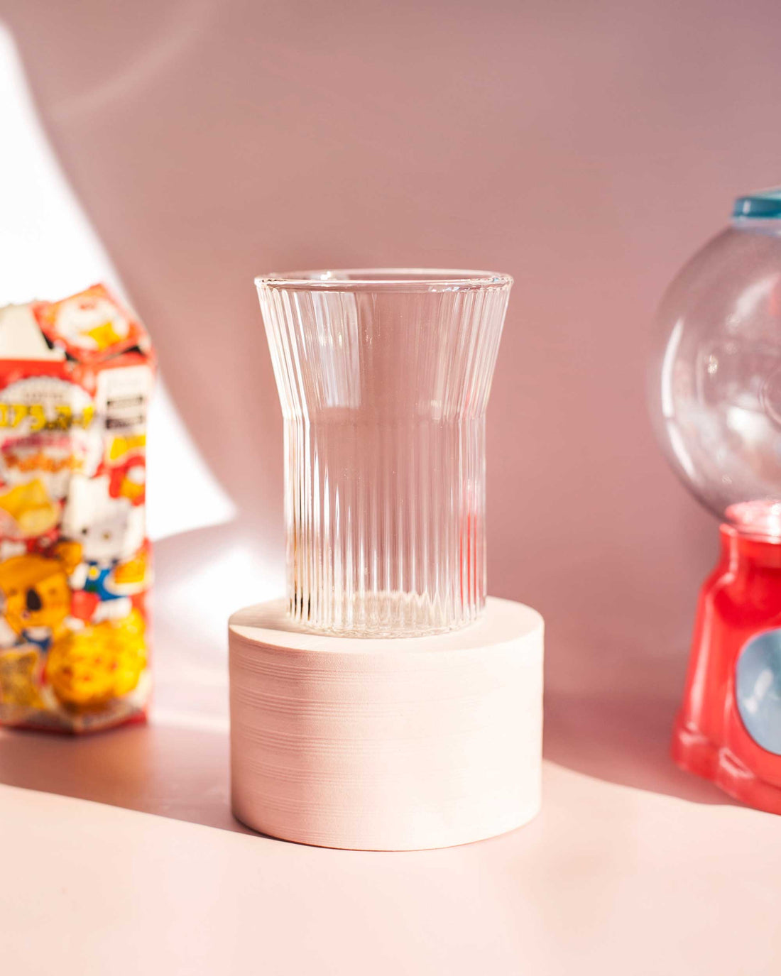 COPO CANELADO EM VIDRO- 320ML