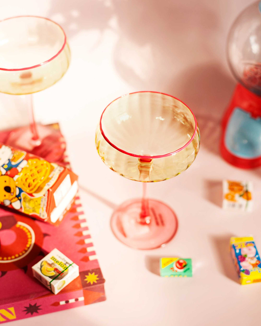 TAÇA COUPÉ FITTONIA - 160 ML- VERDE/PINK