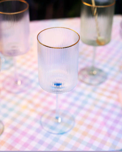 TAÇA VINHO CANELADA- AZUL