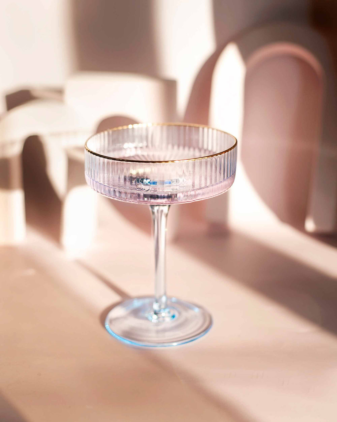 TAÇA COUPÉ CANELADA- AZUL