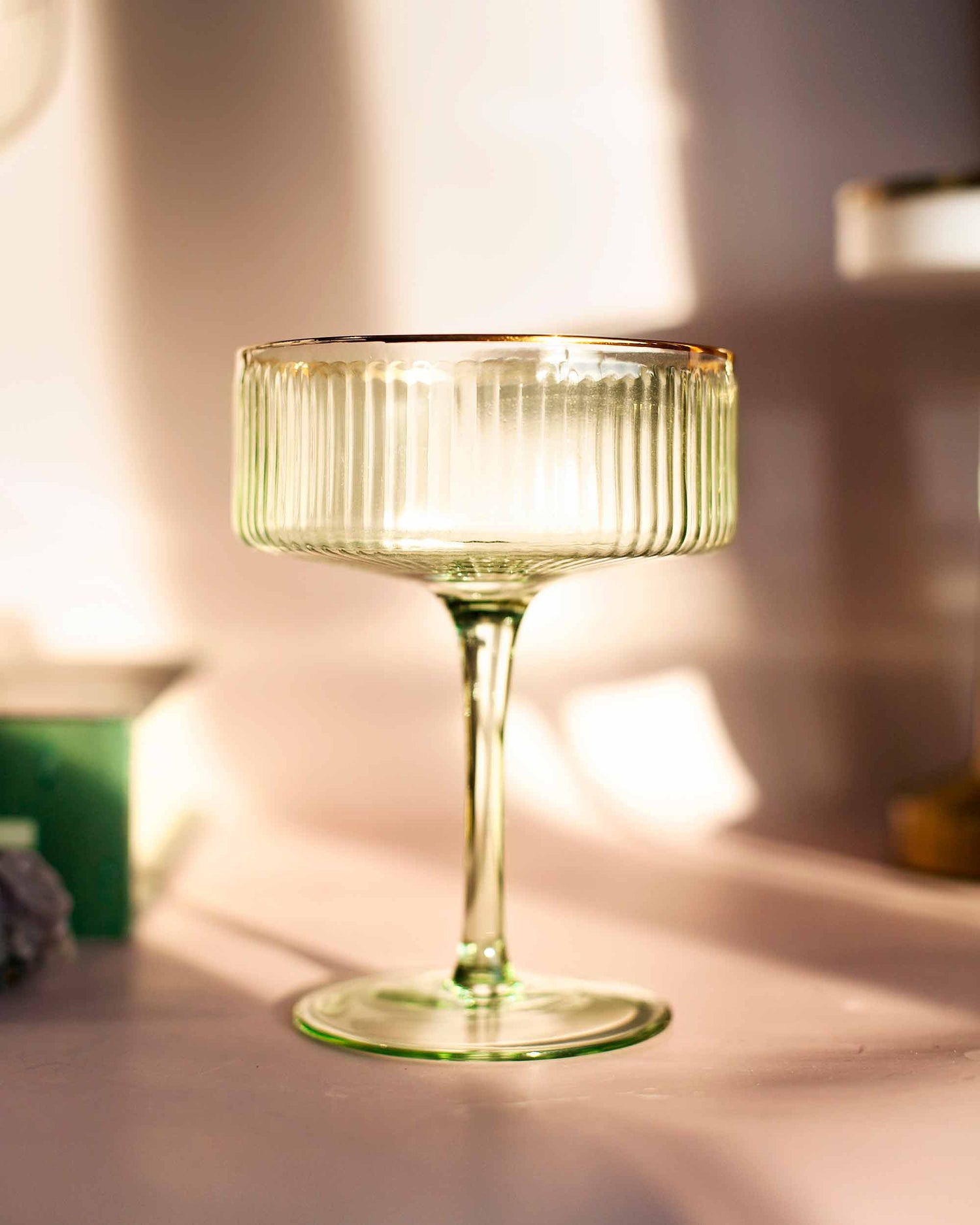 TAÇA COUPE CANELADA- VERDE