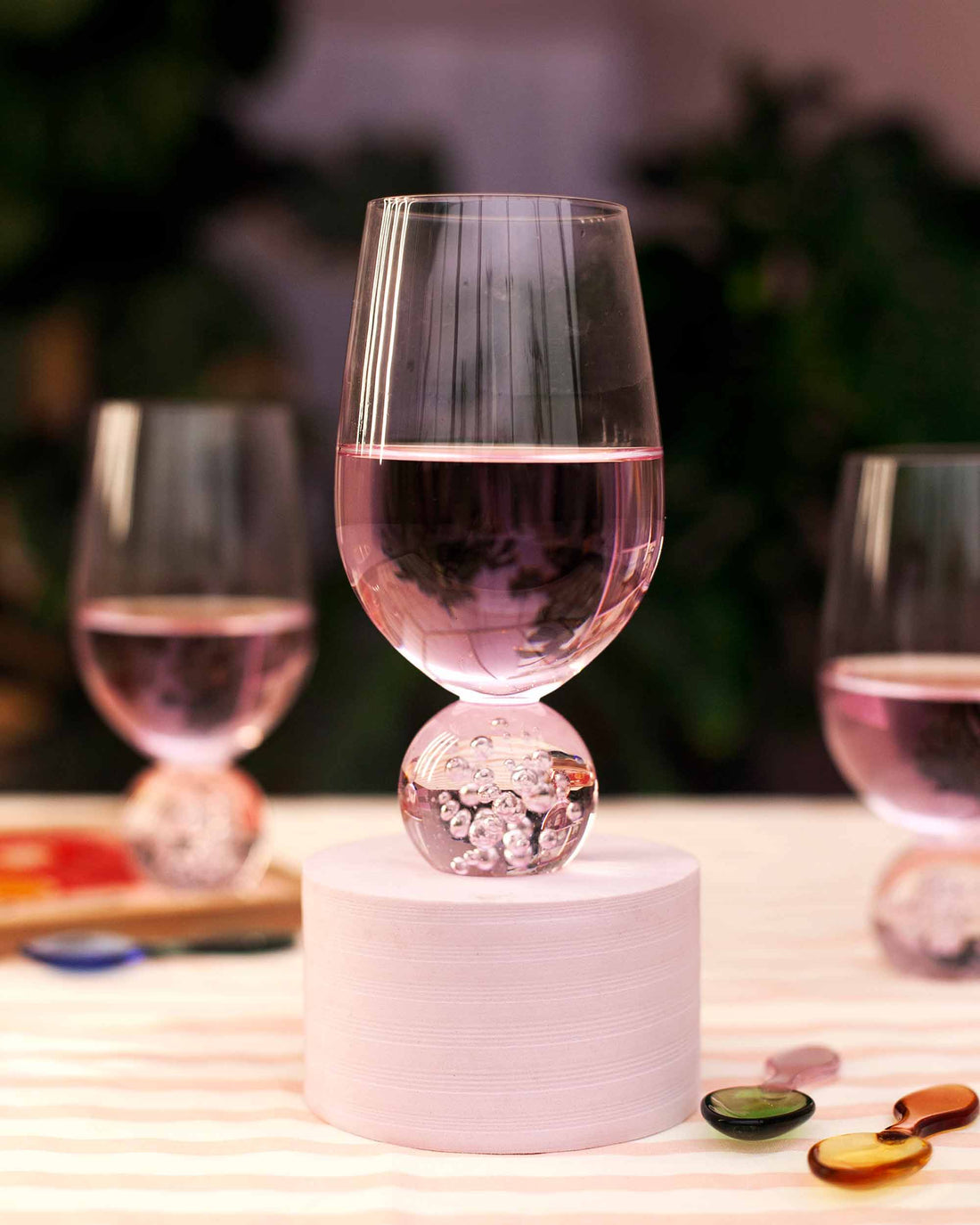 TACA VIDRO ORBE - ROSE