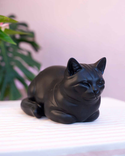 GATINHO EM RESINA PRETO - 37X16X18