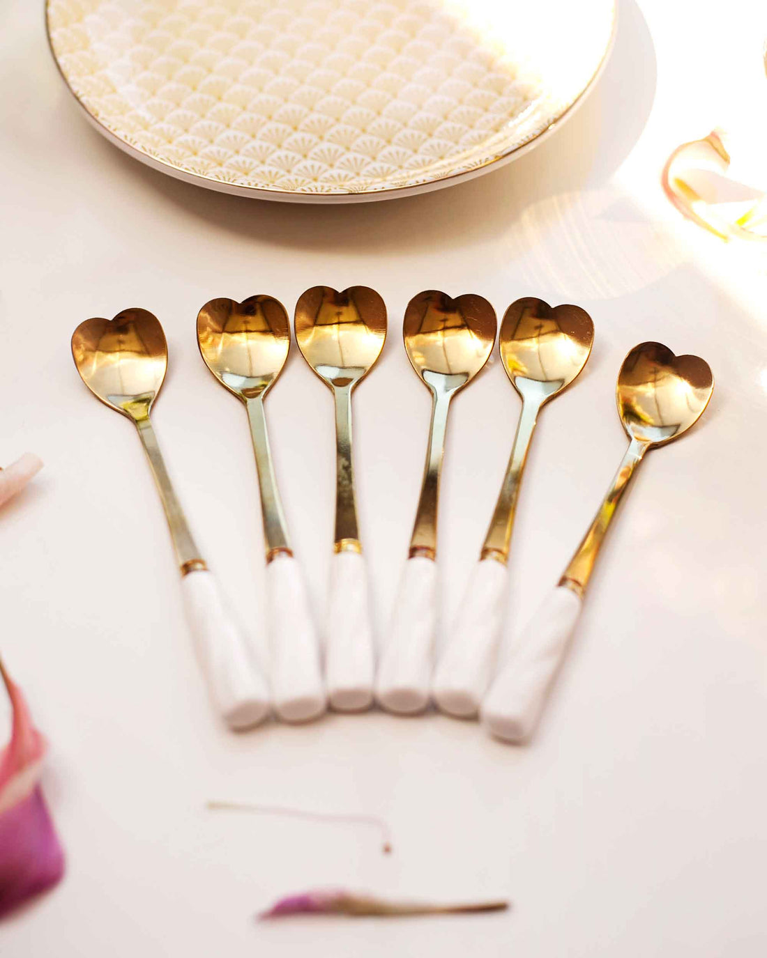 JG 6 COLHERES SOBREMESA -HEART BRANCA