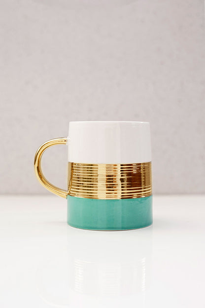 CANECA EM PORCELANA - CORAL GOLD